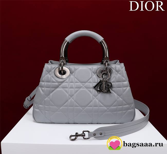 	 Bagsaaa Dior Lady 95.22 Grey Bag Black Hardware - 30×19×12cm - 1