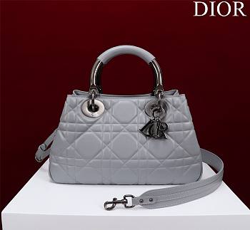 	 Bagsaaa Dior Lady 95.22 Grey Bag Black Hardware - 30×19×12cm