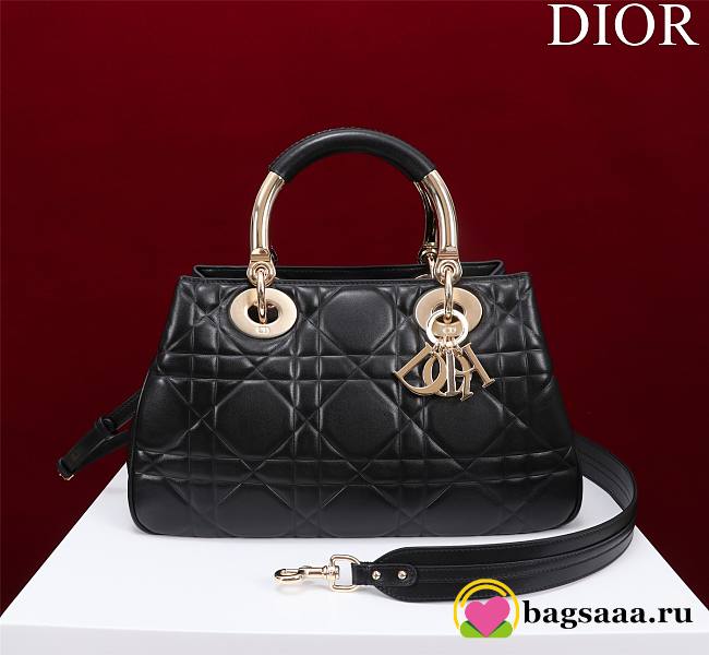 	 Bagsaaa Dior Lady 95.22 Black Bag Gold Hardware - 30×19×12cm - 1