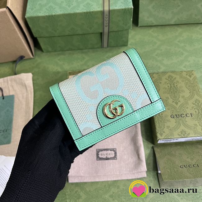 	 Bagsaaa Gucci Ophidia jumbo GG card case green - W11cm x H8.5cm x D3cm - 1