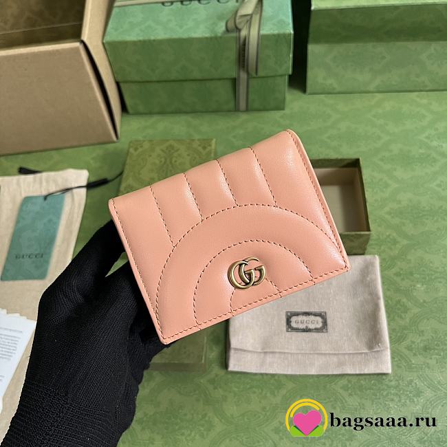 Bagsaaa Gucci Marmont Pink Leather Wallet - 11 x 8.5 x 3cm - 1