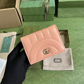 Bagsaaa Gucci Marmont Pink Leather Wallet - 11 x 8.5 x 3cm