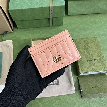 	 Bagsaaa Gucci Marmont Pink Leather Card Holder - 10x7cm