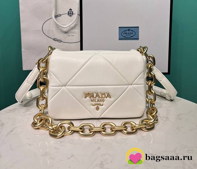 Bagsaaa Prada System nappa patchwork shoulder bag white -  21*15*6.5cm - 1