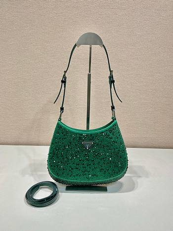 	 Bagsaaa Prada Cleo satin bag with crystals green - 22*18.5*4.5cm