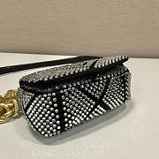 Bagsaaa Prada Mini Crystal-embellished Triangle Logo Black Shoulder Bag - 17*11.5*6.5cm - 2