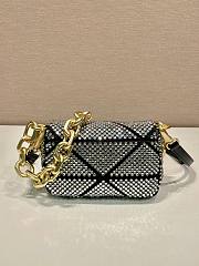 Bagsaaa Prada Mini Crystal-embellished Triangle Logo Black Shoulder Bag - 17*11.5*6.5cm - 5