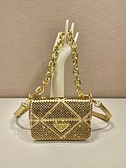 	 Bagsaaa Prada Mini Crystal-embellished Triangle Logo Gold Shoulder Bag - 17*11.5*6.5cm - 1