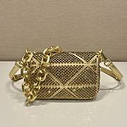 	 Bagsaaa Prada Mini Crystal-embellished Triangle Logo Gold Shoulder Bag - 17*11.5*6.5cm - 4