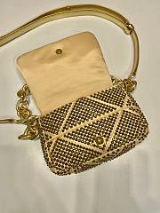 	 Bagsaaa Prada Mini Crystal-embellished Triangle Logo Gold Shoulder Bag - 17*11.5*6.5cm - 5