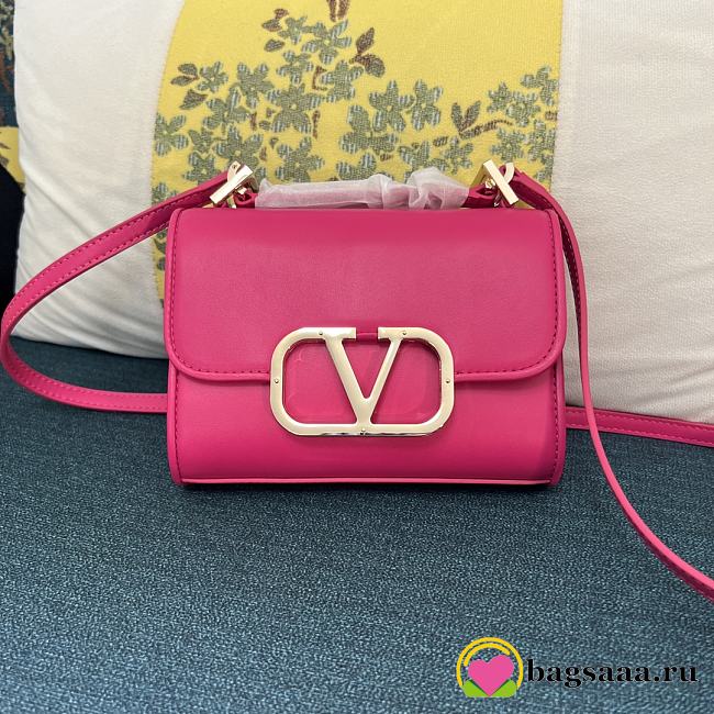 	 Bagsaaa Valentino Garavani small VLogo Type shoulder dark pink bag - 18x13x5cm - 1