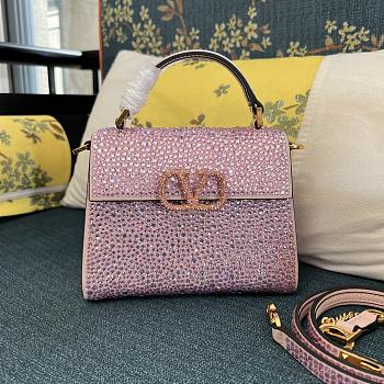 Bagsaaa Valentino Vsling Mini Handbag With Sparkling Embroidery Pink - W19xH13xD9 cm