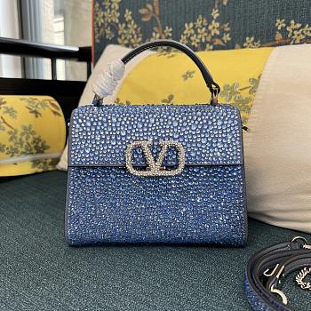 	 Bagsaaa Valentino Vsling Mini Handbag With Sparkling Embroidery Blue - W19xH13xD9