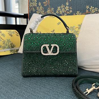 	 Bagsaaa Valentino Vsling Mini Handbag With Sparkling Embroidery Green - W19xH13xD9