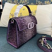 Bagsaaa Valentino Garavani Middle East Crystal VSling Top Handle Purple Bag - 19x13x9cm - 6