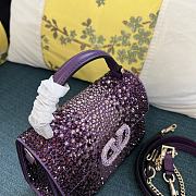 Bagsaaa Valentino Garavani Middle East Crystal VSling Top Handle Purple Bag - 19x13x9cm - 4
