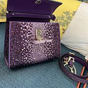 Bagsaaa Valentino Garavani Middle East Crystal VSling Top Handle Purple Bag - 19x13x9cm - 2