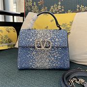 	 Bagsaaa Valentino Garavani Middle East Crystal VSling Top Handle Blue Bag - 19x13x9cm - 1