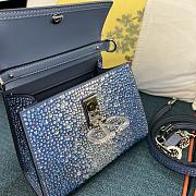 	 Bagsaaa Valentino Garavani Middle East Crystal VSling Top Handle Blue Bag - 19x13x9cm - 4