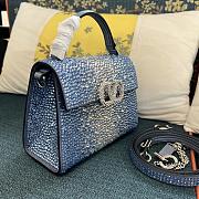 	 Bagsaaa Valentino Garavani Middle East Crystal VSling Top Handle Blue Bag - 19x13x9cm - 3