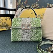 	 Bagsaaa Valentino Garavani Middle East Crystal VSling Top Handle Green Bag - 19x13x9cm - 1