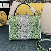 	 Bagsaaa Valentino Garavani Middle East Crystal VSling Top Handle Green Bag - 19x13x9cm - 3
