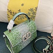 	 Bagsaaa Valentino Garavani Middle East Crystal VSling Top Handle Green Bag - 19x13x9cm - 2