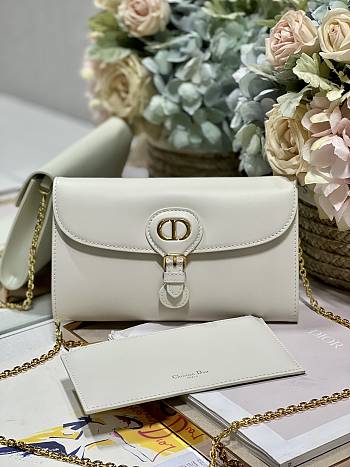 	 Bagsaaa Dior Bobby Wallet on Chain East West White - 21.5×12×4cm