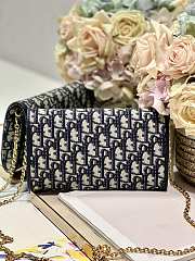 	 Bagsaaa Dior Bobby Wallet on Chain East West Blue Oblique Jacquard - 21.5×12×4cm - 6