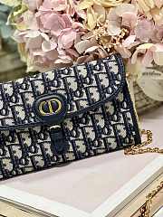	 Bagsaaa Dior Bobby Wallet on Chain East West Blue Oblique Jacquard - 21.5×12×4cm - 5