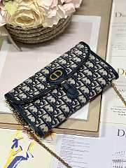	 Bagsaaa Dior Bobby Wallet on Chain East West Blue Oblique Jacquard - 21.5×12×4cm - 3