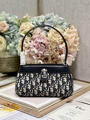 	 Bagsaaa Dior Small Key Dusty Ivory Blue Oblique Jacquard Bag - 22 x 12.5 x 12cm - 1