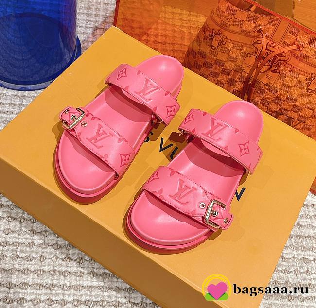 	 Bagsaaa Louis Vuitton Bom Dia Flat Comfort Mule Pink Monogram-embossed calf leather - 1