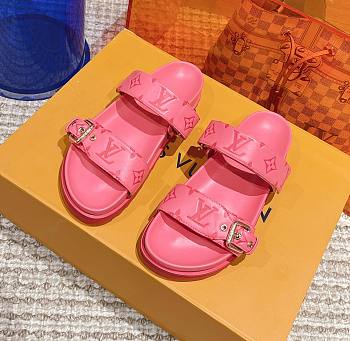 	 Bagsaaa Louis Vuitton Bom Dia Flat Comfort Mule Pink Monogram-embossed calf leather