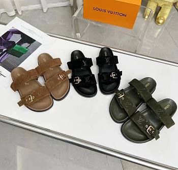 Bagsaaa Louis Vuitton Bom Dia Flat Comfort Mule Monogram-debossed suede calf leather