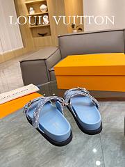 Bagsaaa Louis Vuitton Bom Dia Flat Comfort Mule Monogram Blue Denim - 6