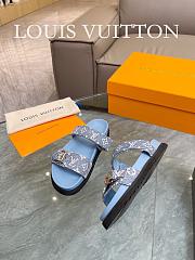 Bagsaaa Louis Vuitton Bom Dia Flat Comfort Mule Monogram Blue Denim - 4