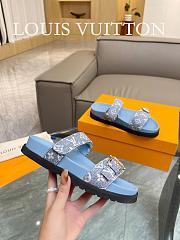 Bagsaaa Louis Vuitton Bom Dia Flat Comfort Mule Monogram Blue Denim - 2