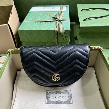 Bagsaaa Gucci GG Marmont matelassé chain mini black bag - 20x14.5x4cm