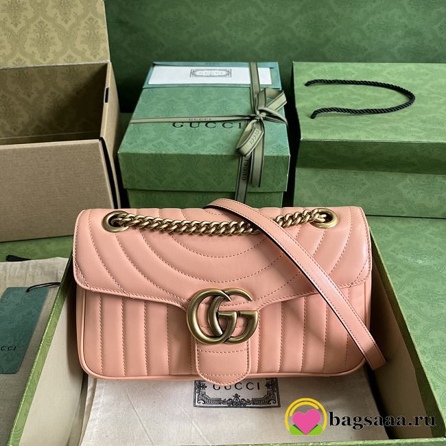 Bagsaaa Gucci GG Marmont small shoulder bag peach leather - 26x 15x 7cm - 1