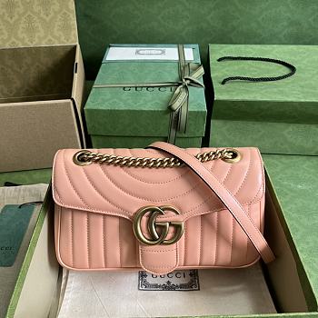 Bagsaaa Gucci GG Marmont small shoulder bag peach leather - 26x 15x 7cm