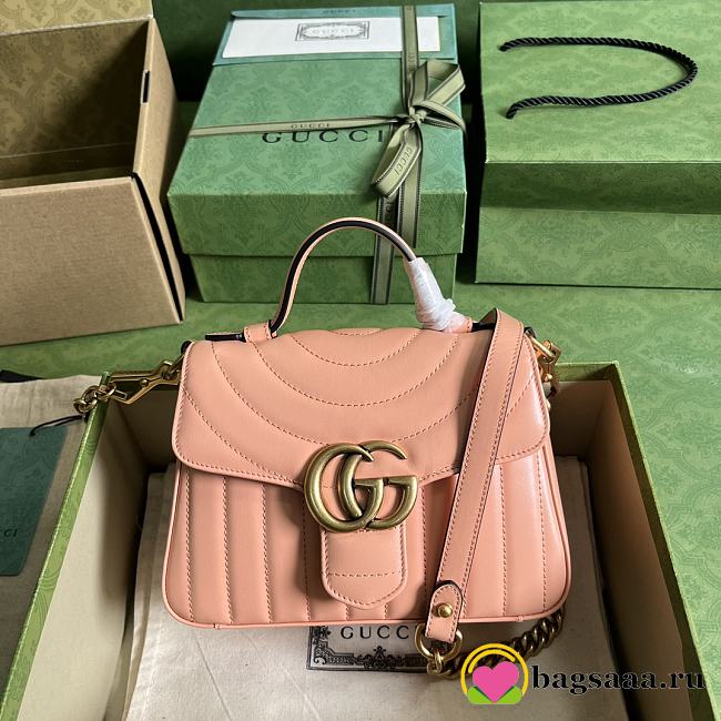 Bagsaaa Gucci GG Marmont mini top handle peach leather bag - 21x 15.5x 8cm - 1