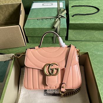 Bagsaaa Gucci GG Marmont mini top handle peach leather bag - 21x 15.5x 8cm