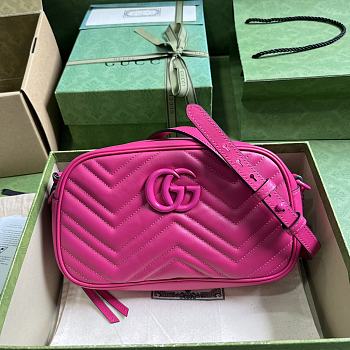 Bagsaaa Gucci GG Marmont matelassé small shoulder hot pink bag - 24x 13x 7cm