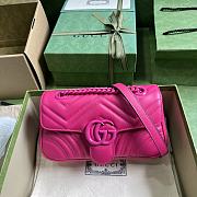 Bagsaaa Gucci GG Marmont matelassé shoulder hot pink bag - 22X 13 x 6 cm - 1