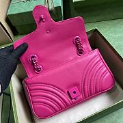 Bagsaaa Gucci GG Marmont matelassé shoulder hot pink bag - 22X 13 x 6 cm - 2