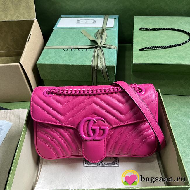 	 Bagsaaa Gucci GG Marmont matelassé shoulder hot pink bag - 26x 15x 7cm - 1