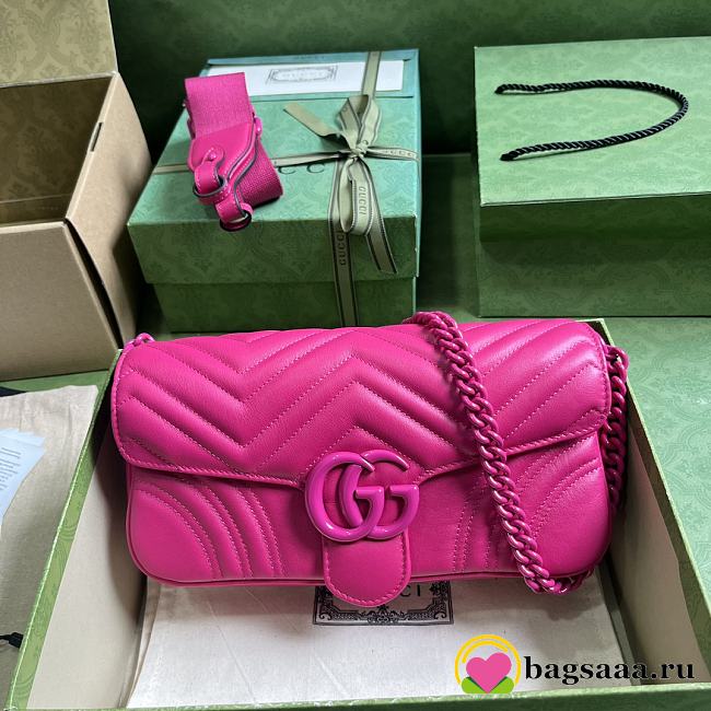 	 Bagsaaa Gucci GG Marmont matelassé shoulder hot pink bag (wiht 2 straps) - 26.5x 13x 7 - 1