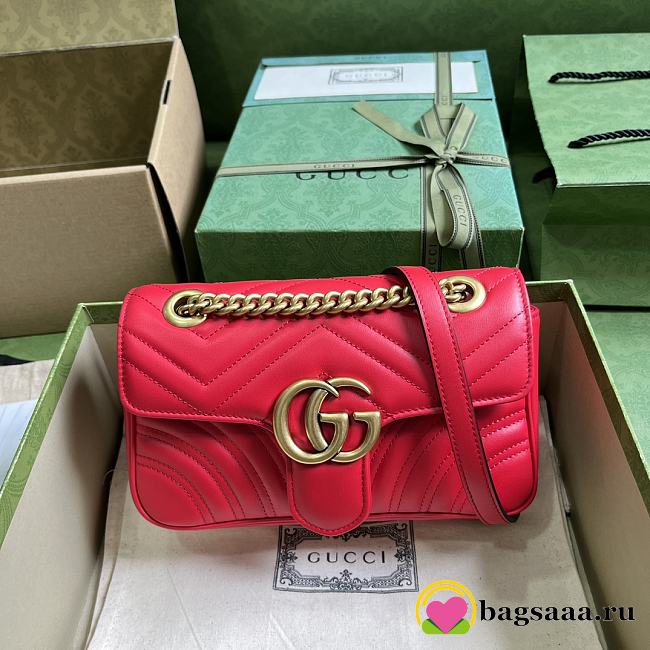 	 Bagsaaa Gucci GG Marmont matelassé shoulder red bag - 22X 13 x 6 cm - 1