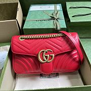 Bagsaaa Gucci GG Marmont matelassé shoulder red bag - 26x 15x 7cm - 1